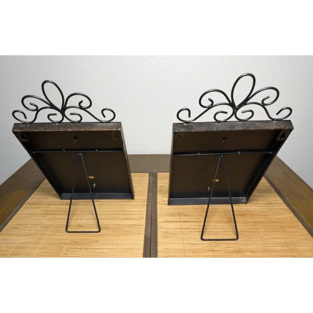 Gothic Glam 2 Piece Gothic Coquette bronze, And Gold Fleur-de-Lis Wall/Shelf Art